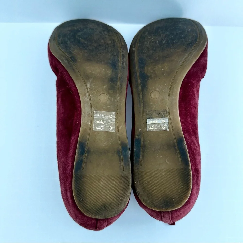 J. Crew Anya Suede Burgundy Ballet Flats Size 7 1/2M